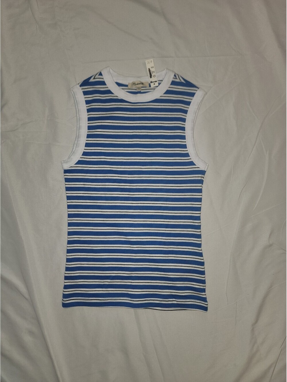 Madewell The ’90s Shell Tank Blue White Stripe Cotton XXS NWT $40